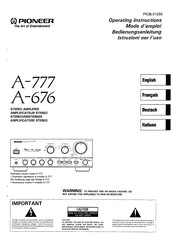 Pioneer A-777 Operating Instructions Manual