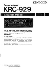 Kenwood KRC-929 Instruction Manual