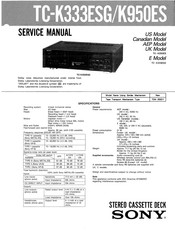 Sony TC-K333ESG Service Manual