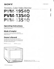 Sony Trinitron PVM-1351Q Operating Instructions Manual