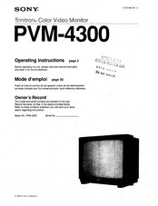 Sony Trinitron PVM-4300 Operating Instructions Manual