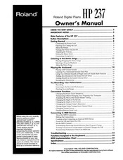 Roland HP237 Owner's Manual