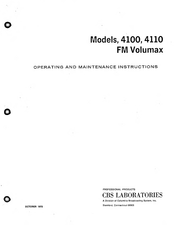 CBS laboratories 4110 Operating And Maintenance Instructions Manual