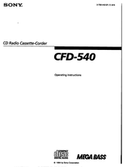 Sony MEGA BASS CFD-540 Operating Instructions Manual