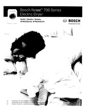 Bosch WTMC6321US - Nexxt 700 Series Dryer Operating, Care And Installation Instructions Manual