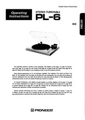 Pioneer PL-6 Operating Instructions Manual