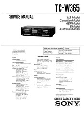 Sony TC-W365 Service Manual