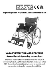 aidapt VA165RED Assembly And Operating Instructions Manual