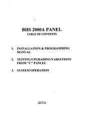 BRINKS BHS 2000A Installation & Programming Manual
