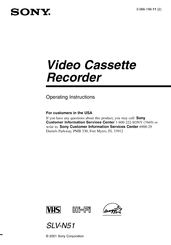 Sony SLV-N51 - Video Cassette Recorder Operating Instructions Manual