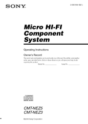 Sony CMT-NEZ3 - Micro Hi Fi Component System Operating Instructions Manual