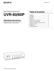 Sony UVR-60P Operating Instructions Manual