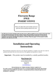 Heat Design Firewarm FW5i Installation And Operating Instructions Manual