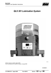 Lincoln industrial QLS 301 Assembly, Installation And Operation Instructions