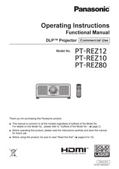 Panasonic PT-REZ80LWU Operating Instructions Manual