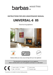 barbas UNIVERSAL-6 85 Instructions For Use & Maintenance Manual