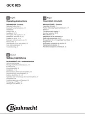 Bauknecht GCX 825 Operating Instructions Manual