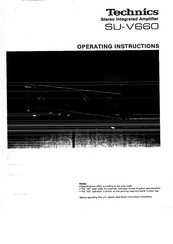Technics SU-V660 Operating Instructions Manual