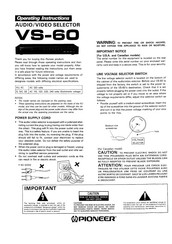 Pioneer VS-60 Operating Instructions Manual