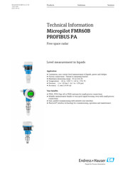 Endress+Hauser Micropilot FMR60B PROFIBUS PA Technical Information