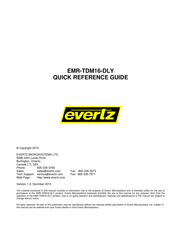 evertz EMR-TDM16-DLY Quick Reference Manual