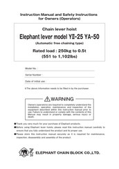 Elephant YA Instruction Manual And Safety Instructions