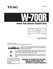 Teac W-700R Owner's Manual