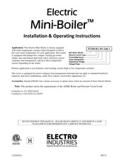 Electro Industries Mini-Boiler EMB-R1-01-120-1 Installation & Operating Instructions Manual