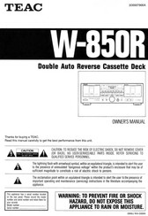 Teac W-850R Owner's Manual
