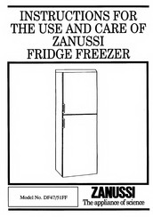 Zanussi DF47/51/A FF Instructions For The Use And Care