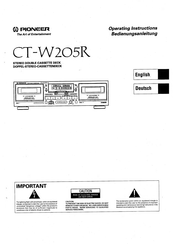 Pioneer CT-W205R Operating Instructions Manual
