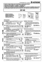 Aiphone GF-10K Operation Manual