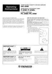Pioneer PL-Z92 Operating Instructions Manual