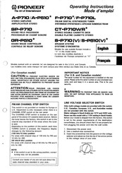 Pioneer GR-P510 Operating Instructions Manual