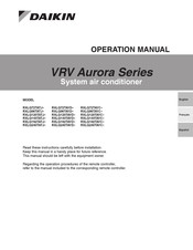 Daikin VRV Aurora RXLQ192TATJ Series Operation Manual