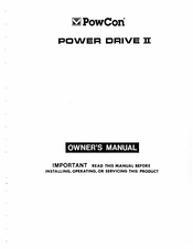 PowCon POWER DRIVE II Owner's Manual