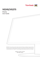 ViewSonic VG275 User Manual