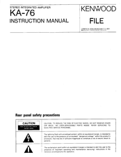 Kenwood KA-76 Instruction Manual