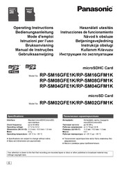 Panasonic RP-SM08GFM1K Operating Instructions Manual