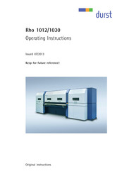 Durst Rho 1012 Operating Instructions Manual