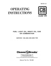 Cleaver-Brooks CB burner CN-7 Operating Instructions Manual