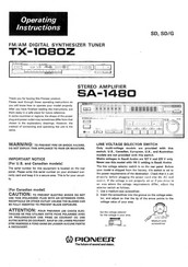 Pioneer TX-1080Z Operating Instructions Manual