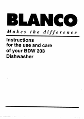 Blanco BDW 203 Instructions Manual