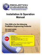 Promation Engineering PX1 Series Installation & Operation Manual