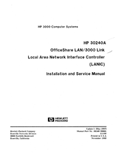 HP 30240A Installation And Service Manual