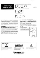 Pioneer PL-Z85 Operating Instructions Manual