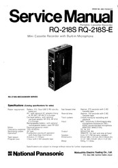 Panasonic RQ-218S-E Service Manual