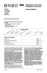 Brizo MultiChoice VETTIS T60288-BL Owner's Manual