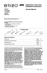 Brizo VETTIS MultiChoice T60288-PC Owner's Manual