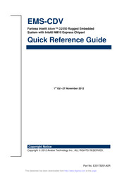 Avalue Technology EMS-CDV-255-A1-3R Quick Reference Manual